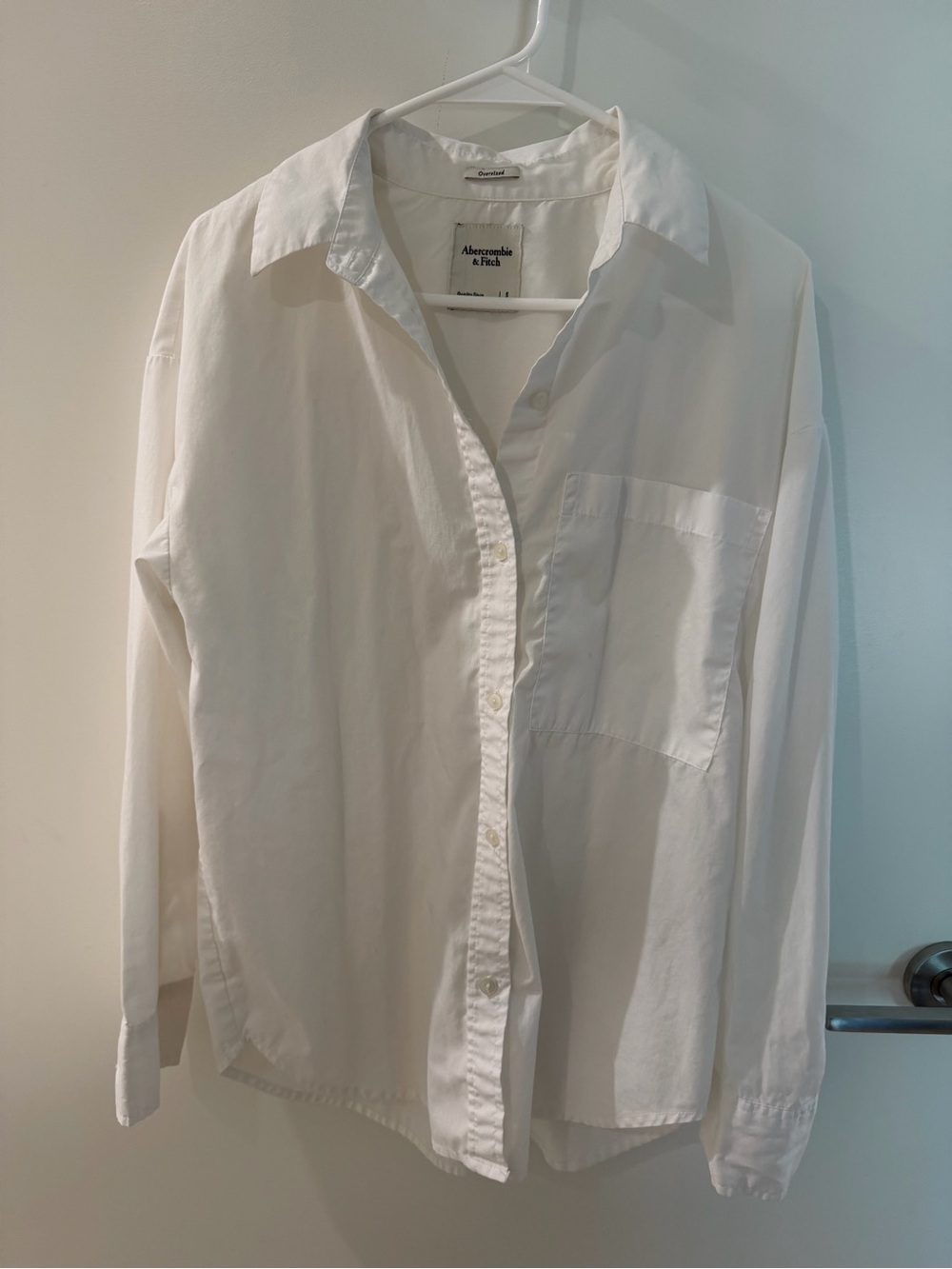 Abercrombie & Fitch Oversizdd White Poplin Button-Down Shirt